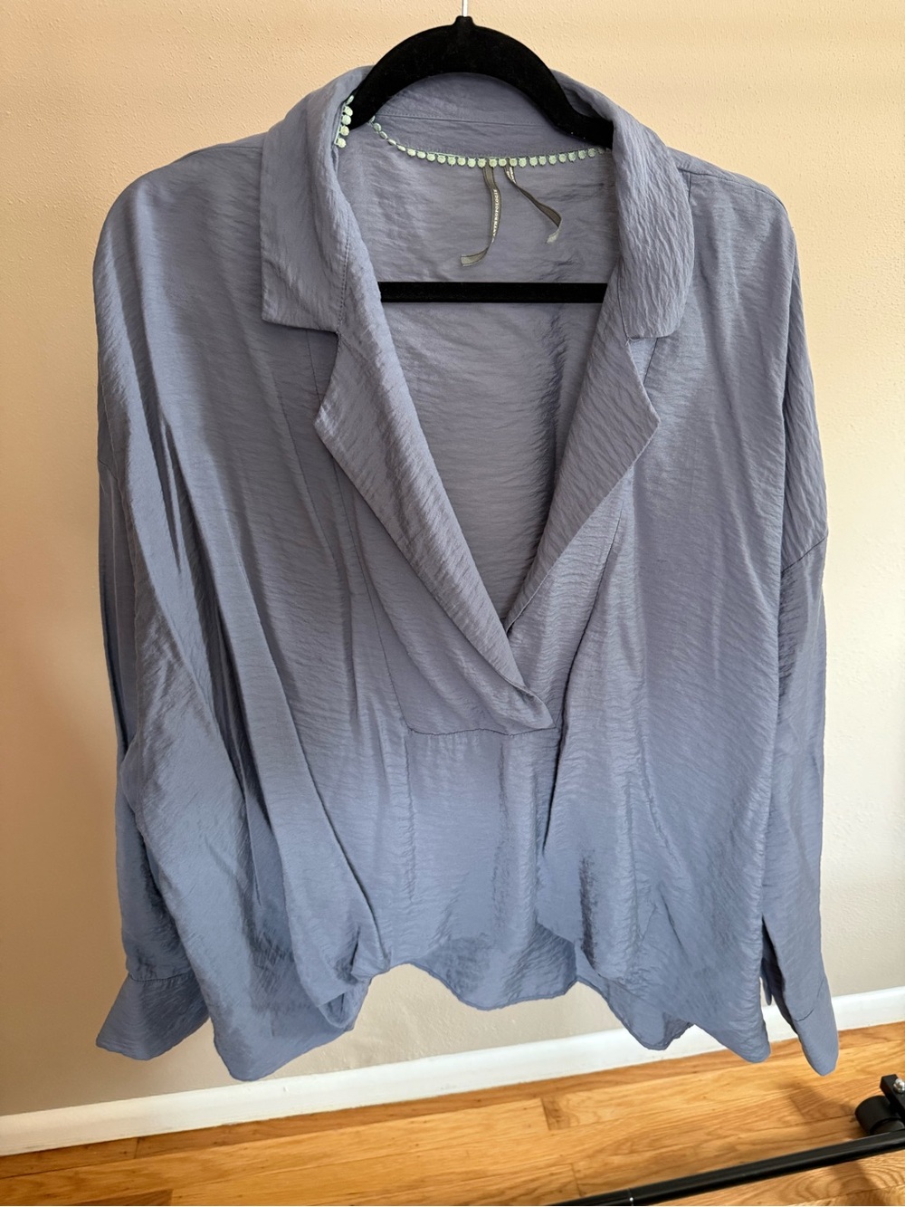 Anthropologie Soft Slate Blue Draped Tunic Blouse